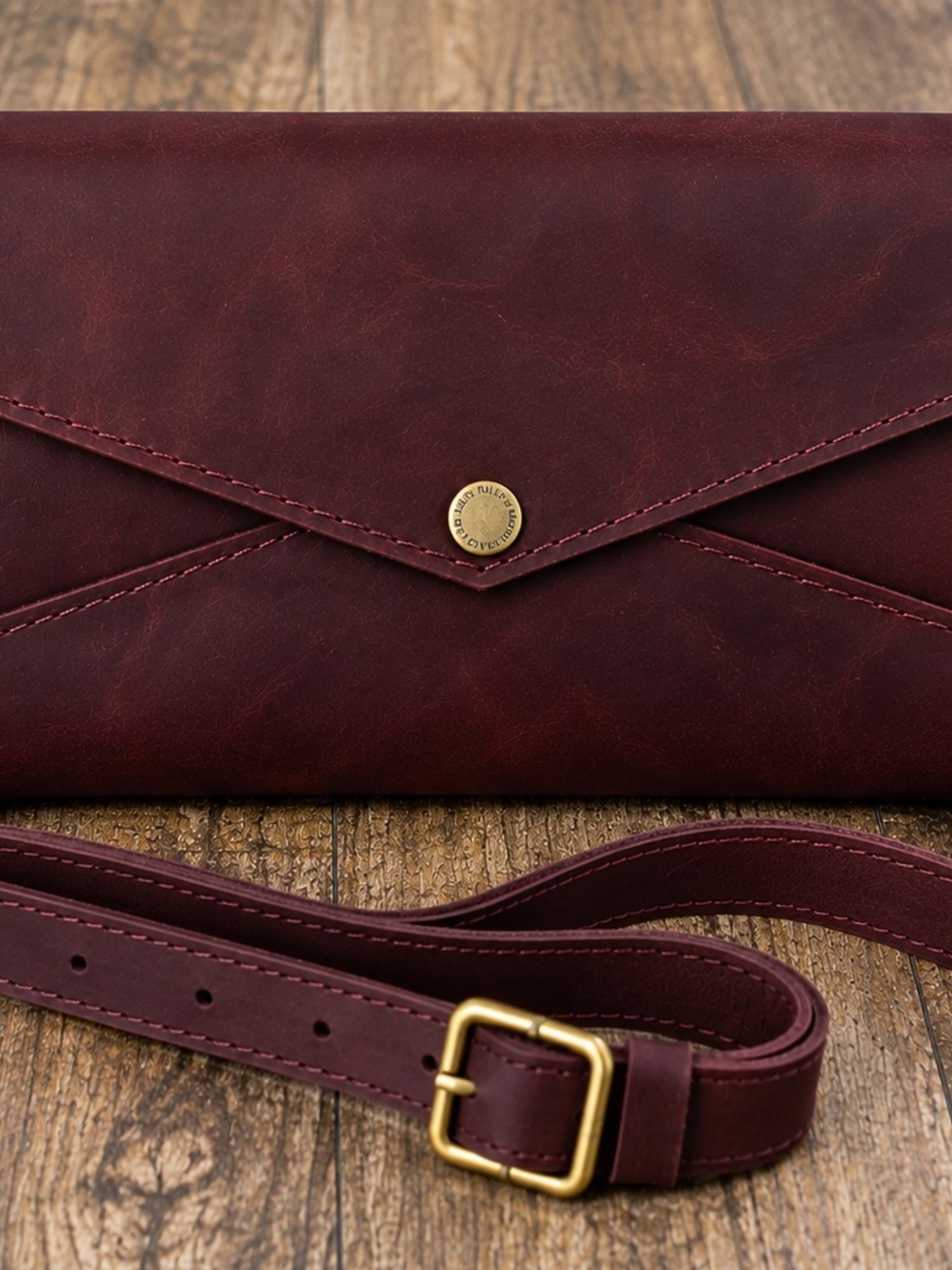 Portland Leather Burgundy Envelope Wristlet Clutch